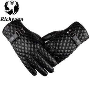 Planet Gates Winter Men's  Leather Gloves  New Brand Touch Screen Gloves Fashion Warm Black Gloves