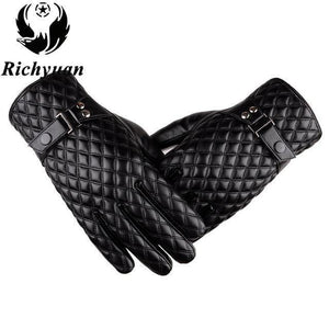 Planet Gates Winter Men's  Leather Gloves  New Brand Touch Screen Gloves Fashion Warm Black Gloves