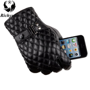 Planet Gates Winter Men's  Leather Gloves  New Brand Touch Screen Gloves Fashion Warm Black Gloves