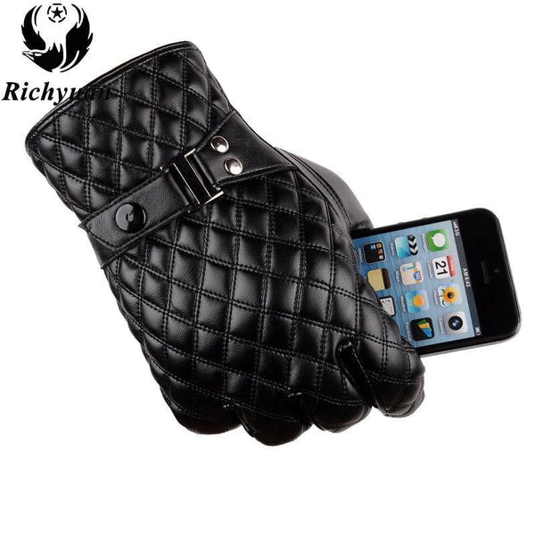 Planet Gates Winter Men's  Leather Gloves  New Brand Touch Screen Gloves Fashion Warm Black Gloves