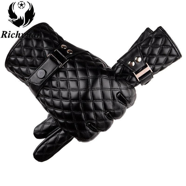 Planet Gates Winter Men's  Leather Gloves  New Brand Touch Screen Gloves Fashion Warm Black Gloves