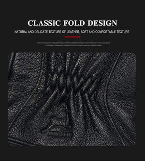 Planet Gates Winter Men's Leather Gloves Warm Soft Black Buckskin Pleated Design Outdoors Driving Gloves Mittens Wool Lining