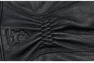 Planet Gates Winter Men's Leather Gloves Warm Soft Black Buckskin Pleated Design Outdoors Driving Gloves Mittens Wool Lining