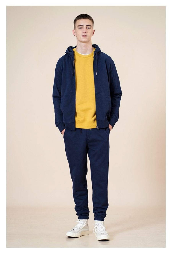 Planet Gates Winter New Cotton-Jersey Zip-Up Hoodie Men basic hooded Sweatshirts Comfortable Jogger Jackets Outerwear