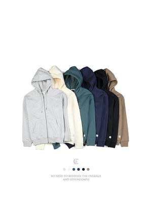 Planet Gates Winter New Cotton-Jersey Zip-Up Hoodie Men basic hooded Sweatshirts Comfortable Jogger Jackets Outerwear