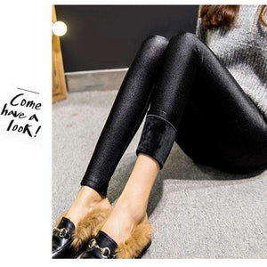 Planet Gates Winter Plus Velvet Thickening Wear Leggings Black Feet Trousers Warm Large Size Shiny Pants Women Workout Leggins