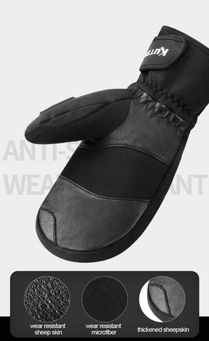 Planet Gates Winter Thermal Ski Gloves Snowmobile Down Gloves Waterproof Leather Snow Gloves Skating Snowboard Skiing Mitten Men Women