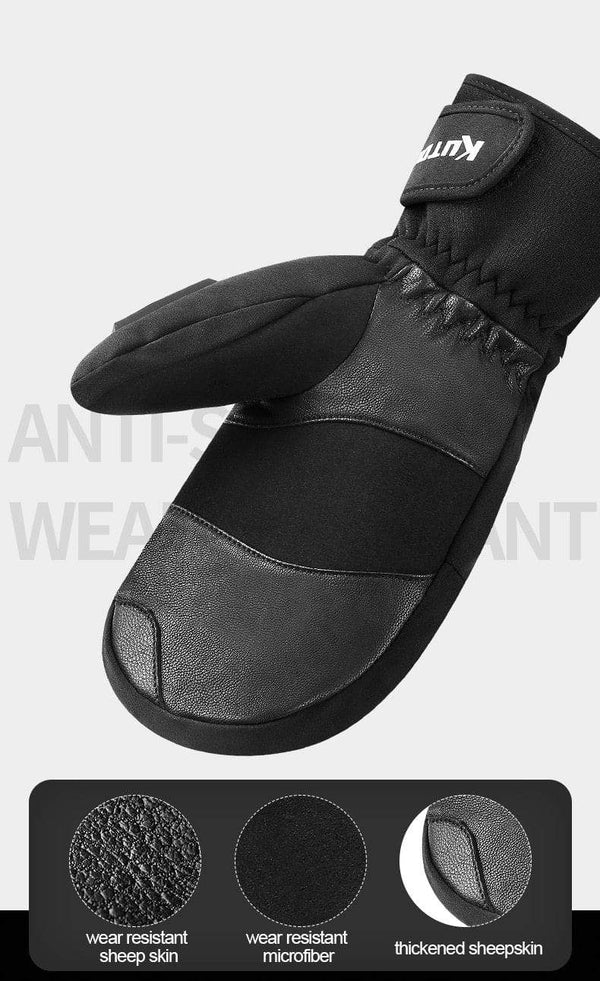 Planet Gates Winter Thermal Ski Gloves Snowmobile Down Gloves Waterproof Leather Snow Gloves Skating Snowboard Skiing Mitten Men Women