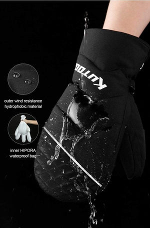 Planet Gates Winter Thermal Ski Gloves Snowmobile Down Gloves Waterproof Leather Snow Gloves Skating Snowboard Skiing Mitten Men Women