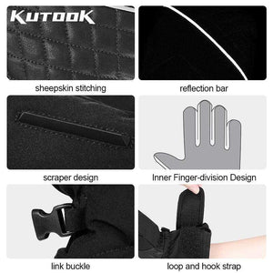 Planet Gates Winter Thermal Ski Gloves Snowmobile Down Gloves Waterproof Leather Snow Gloves Skating Snowboard Skiing Mitten Men Women