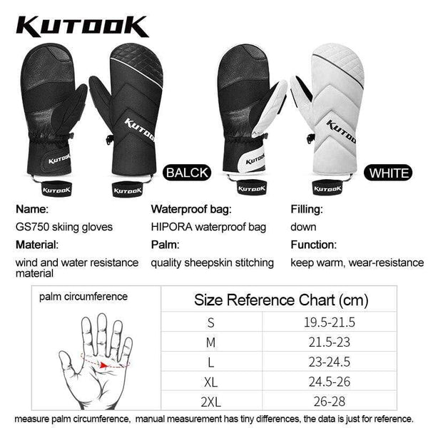 Planet Gates Winter Thermal Ski Gloves Snowmobile Down Gloves Waterproof Leather Snow Gloves Skating Snowboard Skiing Mitten Men Women