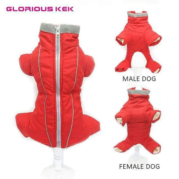 Planet Gates Winter Warm Pet Dog Clothes Waterproof Dog Coat for Small Dog Reflective Dog Jumsuit Soft Fleece Full-Covered Belly