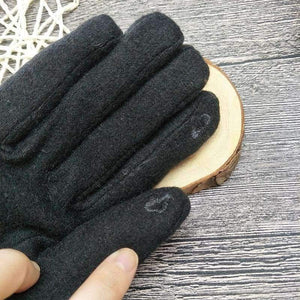 Planet Gates Winter Women Fashion Gloves Cashmere Touch Screen Ladies Gloves Bow Camellia Black Wrist Thick Warm Wool Mittens Soft AGL101