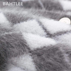 Planet Gates Winter women's angora rabbit cardigans knitting sweater  looser  fashion brand keep warm GEOMETRIC pattern pocket