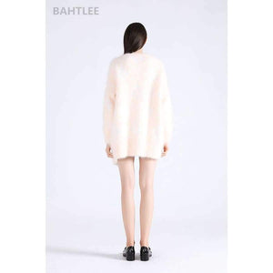 Planet Gates Winter women's angora rabbit cardigans knitting sweater  looser  fashion brand keep warm GEOMETRIC pattern pocket