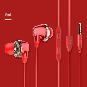 Planet Gates Wired H10 Red Baseus S10 Double dynamic bluetooth earphone / H10 3.5MM Wired Earphone stereo bass sound earphones with mic for mobile phone