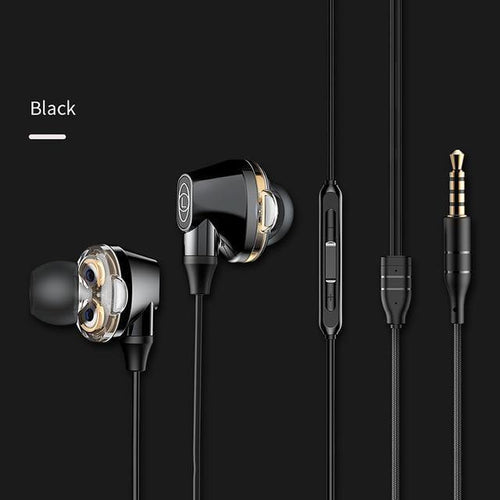 Planet Gates Wired H10 Black Baseus S10 Double dynamic bluetooth earphone / H10 3.5MM Wired Earphone stereo bass sound earphones with mic for mobile phone
