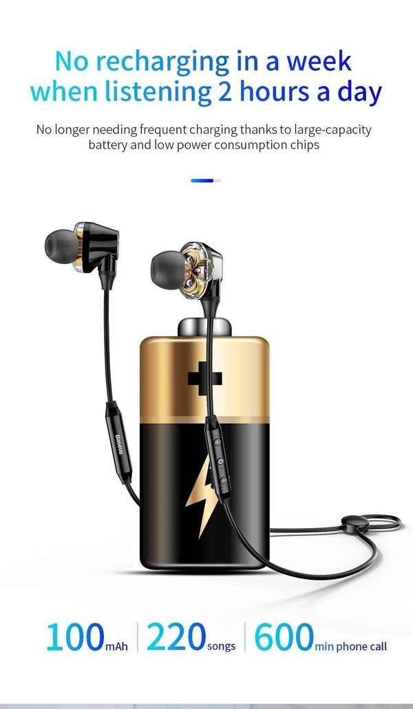 Baseus S10 Double dynamic bluetooth earphone / H10 3.5MM Wired Earphone stereo bass sound earphones with mic for mobile phone - Planet Gates