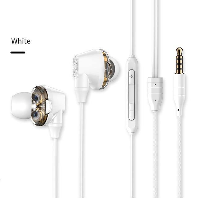 Planet Gates Wired H10 White Baseus S10 Double dynamic bluetooth earphone / H10 3.5MM Wired Earphone stereo bass sound earphones with mic for mobile phone