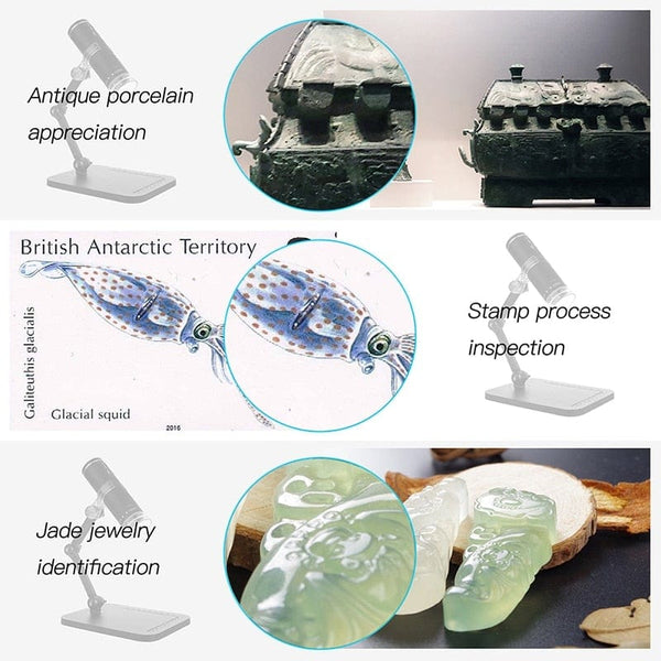 Planet Gates Wireless Digital Microscope Handheld USB HD Inspection Camera 50x-1000x Magnification with Flexible Stand For iPhone iPad PC