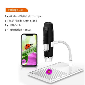 Planet Gates Wireless Digital Microscope Handheld USB HD Inspection Camera 50x-1000x Magnification with Flexible Stand For iPhone iPad PC