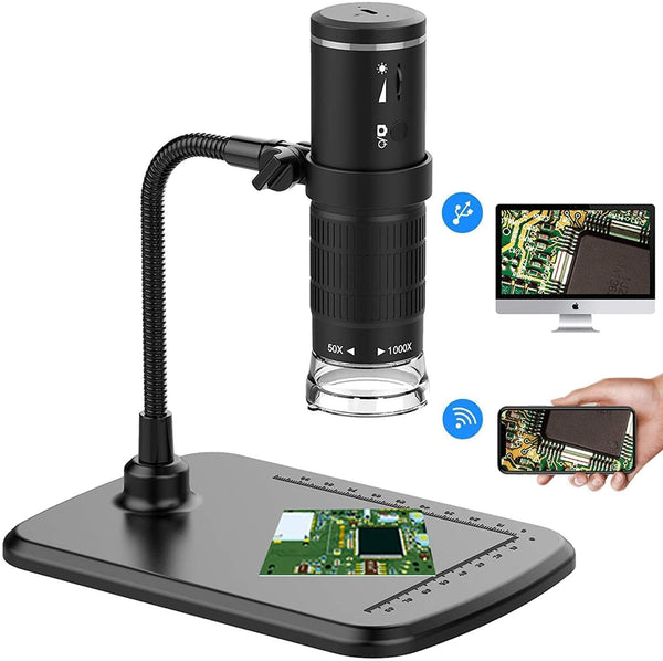 Planet Gates Wireless Digital Microscope Handheld USB HD Inspection Camera 50x-1000x Magnification with Flexible Stand For iPhone iPad PC