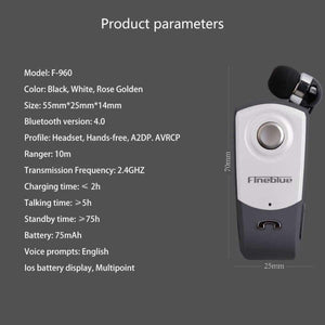 Planet Gates Wireless Driver Bluetooth V4.0 Headphone Call Vibration Remind Wear Clip Driver Headphone with Microphone