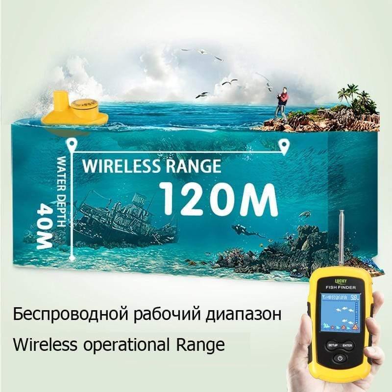 Planet Gates Wireless FishFinder Sonar Fishing Lure 120M Operate Fish Icon Display w/ Sonar Echo Sounder Alarm RL49-0065 Fish Finder
