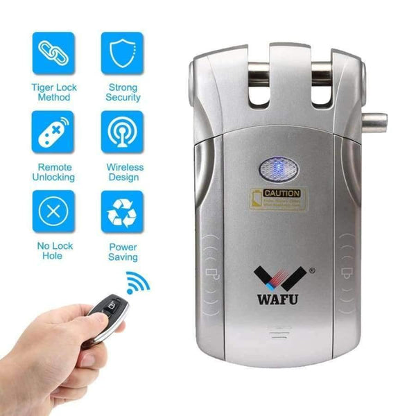 Planet Gates Wireless Security Invisible Keyless Entry Door Lock Home Smart Remote Control Lock with 4 Remote Keys Silver