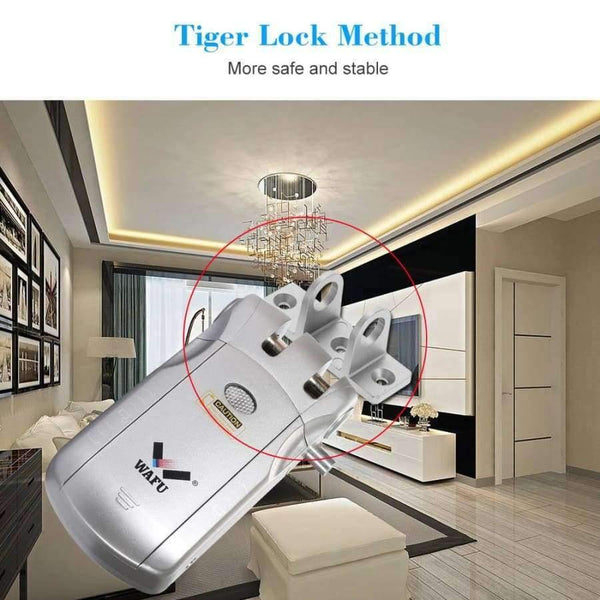 Planet Gates Wireless Security Invisible Keyless Entry Door Lock Home Smart Remote Control Lock with 4 Remote Keys Silver