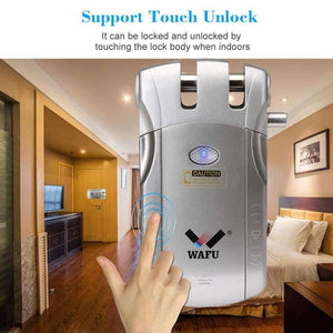 Planet Gates Wireless Security Invisible Keyless Entry Door Lock Home Smart Remote Control Lock with 4 Remote Keys Silver