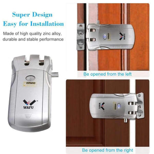 Planet Gates Wireless Security Invisible Keyless Entry Door Lock Home Smart Remote Control Lock with 4 Remote Keys Silver