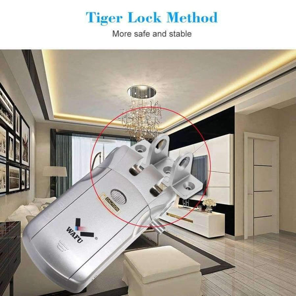 Planet Gates Wireless Security Invisible Keyless Entry Door Lock Home Smart Remote Control Lock with 4 Remote Keys Silver