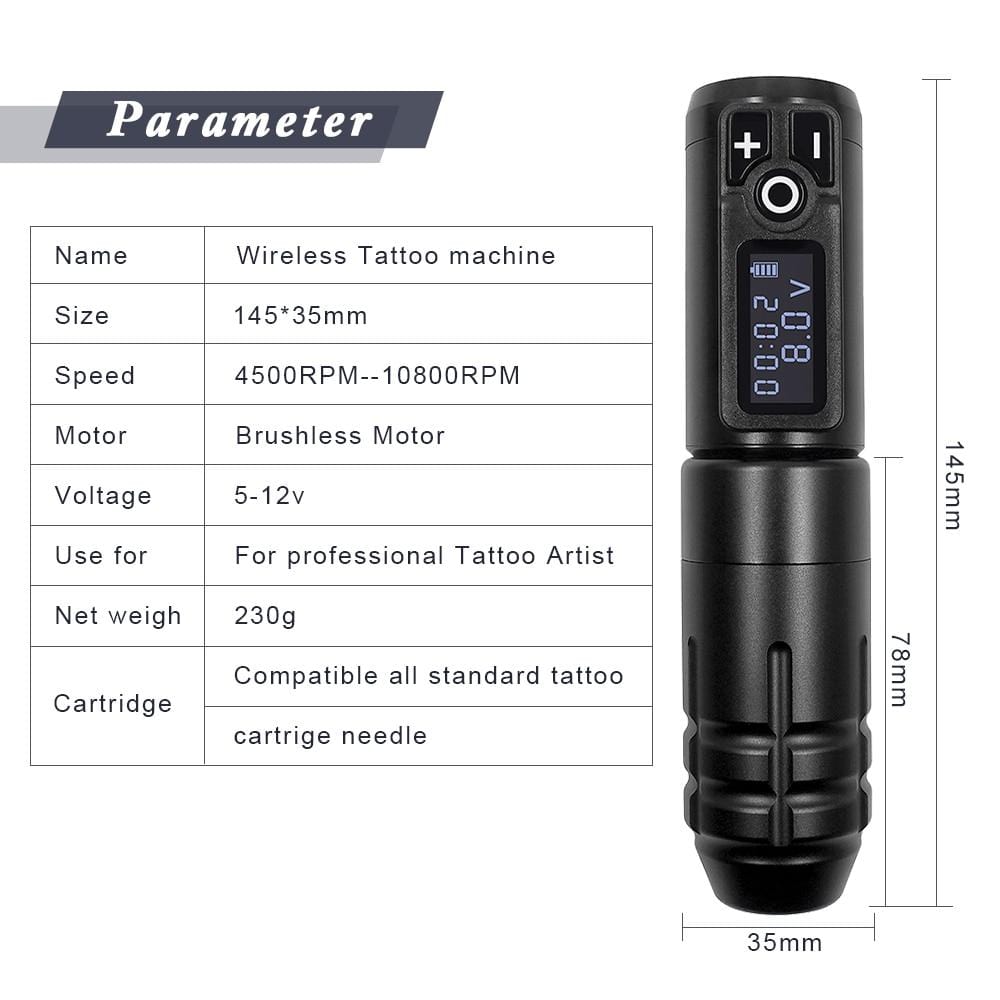 Planet Gates Wireless Tattoo Machine Pen Replaceable Battery Coreless Motor Rotary Tattoo Pen Cartridge for Tattoo Artists Low Vibration