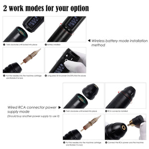 Planet Gates Wireless Tattoo Machine Pen Replaceable Battery Coreless Motor Rotary Tattoo Pen Cartridge for Tattoo Artists Low Vibration