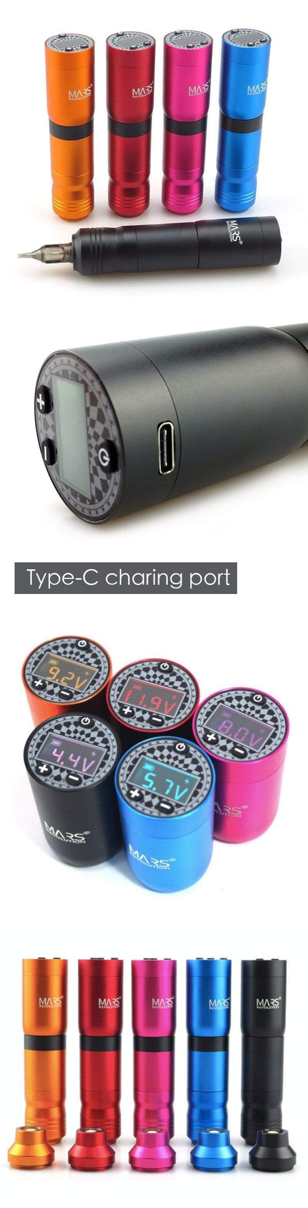 Planet Gates Wireless Tattoo Pen Machine Tattoo Gun with Battery and RCA Adaptor Colorful Screen