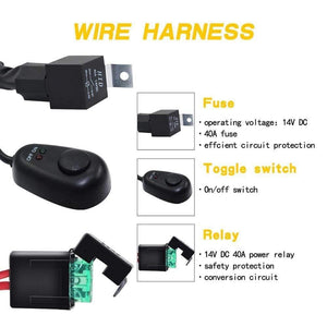 Planet Gates Wiring Harness Switch Relay Kit for Connect 2 LED 300W Work Driving Light Bar 4WD