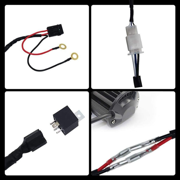 Planet Gates Wiring Harness Switch Relay Kit for Connect 2 LED 300W Work Driving Light Bar 4WD
