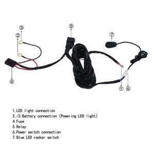 Planet Gates Wiring Harness Switch Relay Kit for Connect 2 LED 300W Work Driving Light Bar 4WD
