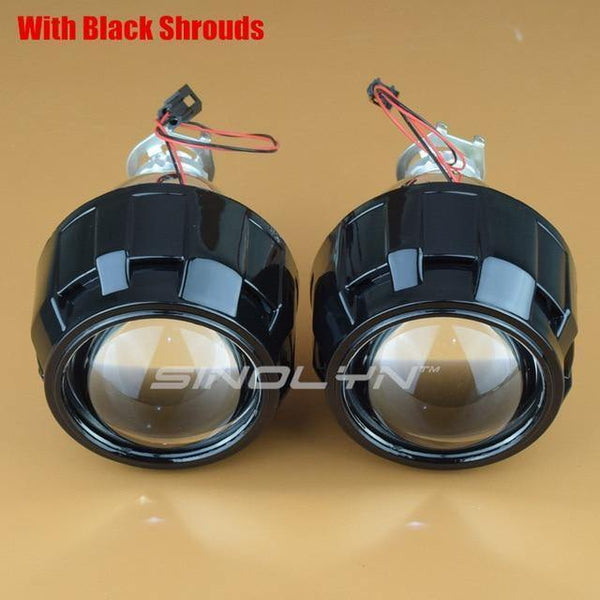 Planet Gates with black shrouds Car Styling LHD RHD Retrofit WST Mini HID H1 2.5 inch Bi-xenon Projector Lens Headlight lenses fits H4 H7,Use H1 Bulb