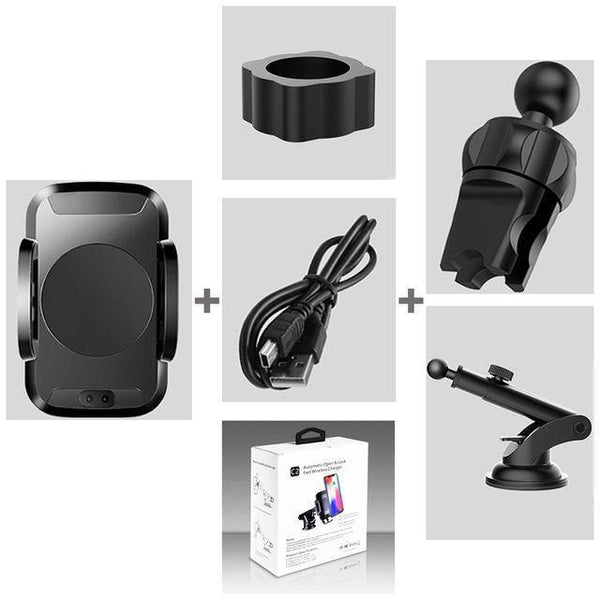 Planet Gates with Both Holder TOMKAS Qi Wireless Car Charger Infrared Sensor Fast Charger Wireless Charging For Phone Automatic Induction Wireless Car Charger