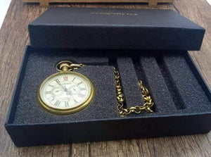 Planet Gates with box London Pocket & fob Watches Mechanical Watch Hand Wind Skeleton Mens Pocket Watch With Chain Xmas Gift Box