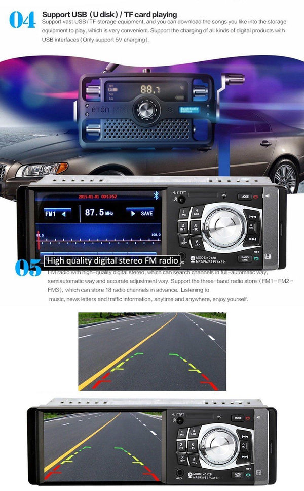 Planet Gates With camera 1Din Car Radio 4.1Inch Bluetooth 1 Din Auto Audio Stereo Player FM Autoradio Support File Navigation Rear Camera Function