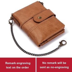 Planet Gates with Chain Genuine Leather Free Engraving Quality Wallet Women Crazy Horse Wallets Coin Purse Short Male Mini Money Bag Girls