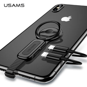 Planet Gates With Dual Lighting Lighting Dual Adapter & Ring Holder USAMS 3.5mm Audio&charger Adjust Phone Holder fast charging for iPhone iOS Adapter OTG