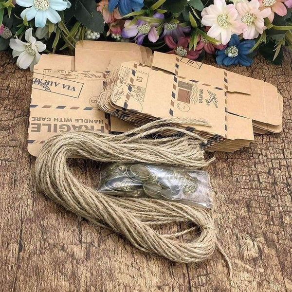 Planet Gates With earth Wedding Gift Boxes 25 pcs Kraft Travel Theme Air Mail Wedding Favor Souvenirs Candy Boxes Festive Party Supplies caja de regalo