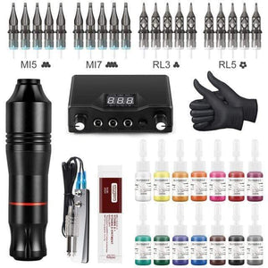 Planet Gates with ink set 1 Complete Tattoo Machine Kit Professional Rotary Pen Set Tattoo Cartridge Needles For Permanent Makeup Eyebrow Tattoo Body