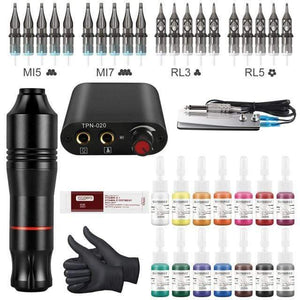 Planet Gates with ink set 2 Complete Tattoo Machine Kit Professional Rotary Pen Set Tattoo Cartridge Needles For Permanent Makeup Eyebrow Tattoo Body