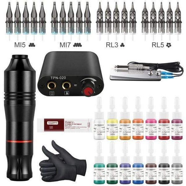 Planet Gates with ink set 2 Complete Tattoo Machine Kit Professional Rotary Pen Set Tattoo Cartridge Needles For Permanent Makeup Eyebrow Tattoo Body