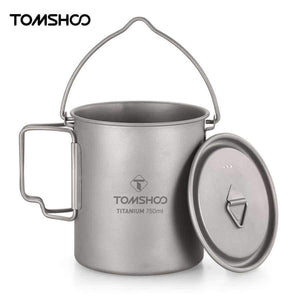 Planet Gates With Lid Outdoor Camping Cookware Cooking Ultralight 750ml Titanium Pot Cup Portable Titanium Water Mug Cup kamp malzemeleri